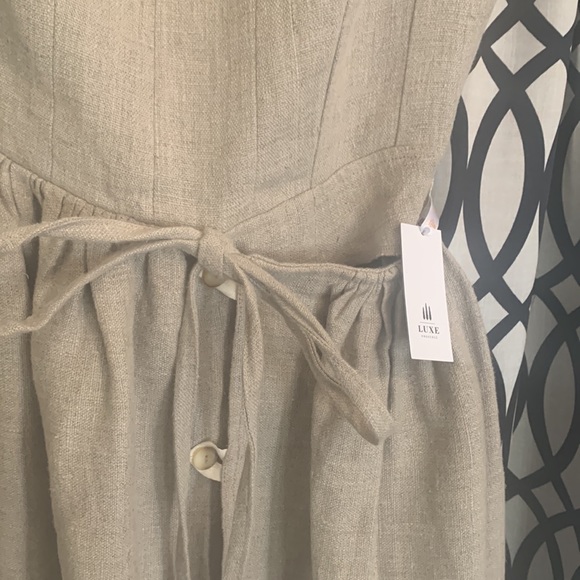 Luxe Provence Marianne Linen Dress-Jamie Beck capsule collection Stone Lg - Picture 9 of 9